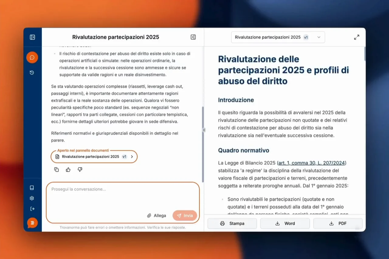 Interfaccia di Trovanorma con un quesito e la risposta documentata